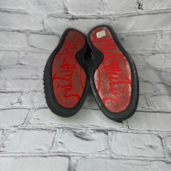 Christian Louboutin Men’s Hawaii Pik Boat Black Spiked Floral Slip-ons Size - Picture 5 of 6